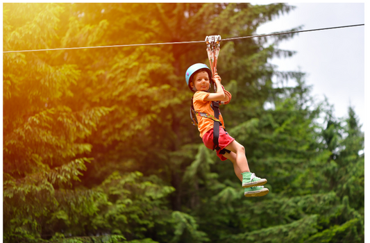 Kids Zip Lining For Two at The Forest