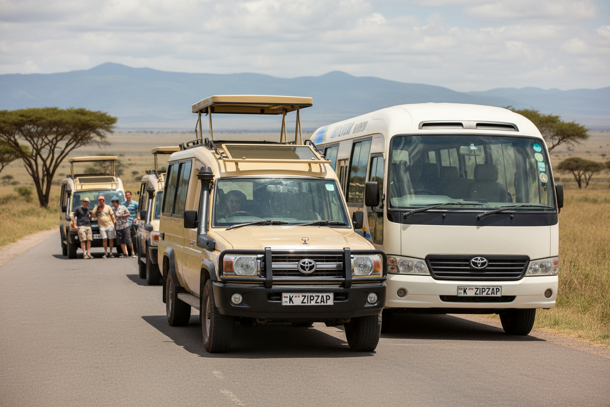 make them tour vehicles for tourists and a coater bus, number plates Zipzap only