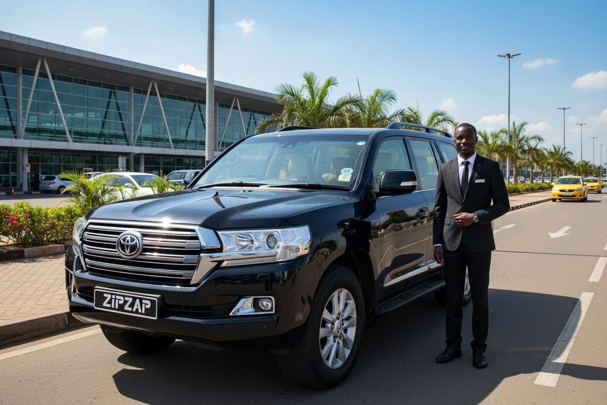 number plates zipzap, make the car black, the chauffeur in a suit without cap